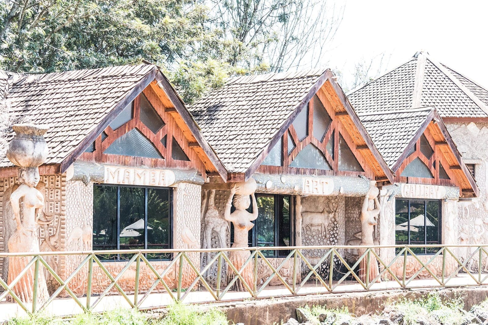The main building at Mamba Village with carved wooden decoration
